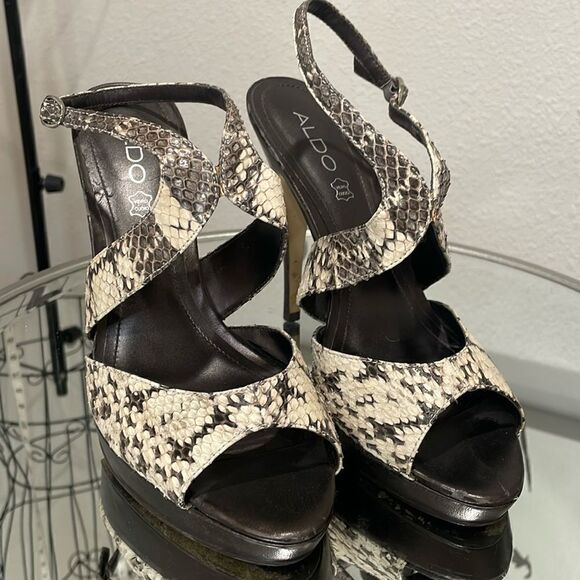 Aldo snake skin strappy heel | size 8/39 - Picture 2 of 9